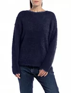 Swetry damskie - Replay Sweter damski, 085 niebieski, L - miniaturka - grafika 1