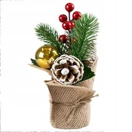 Bombki - Dekoracja z Bombką "Świąteczny stroik - jutowy worek", Arpex, 20 cm - miniaturka - grafika 1