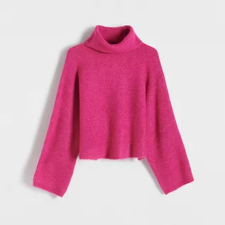 Swetry damskie - Reserved - Sweter z golfem - Różowy - grafika 1