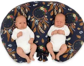 Poduszki do karmienia - Poduszka rogal do karmienia bliźniąt + zdejmowana poszewka - łapacze snów granatowe - miniaturka - grafika 1