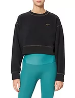 Bluzy damskie - Nike Damska bluza W Nk Icnclsh Flc Thrma Top Gd, czarny/złoty (black/metallic gold), XS - miniaturka - grafika 1