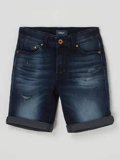 Spodnie i spodenki dla chłopców - Szorty jeansowe o kroju slim fit z dzianiny dresowej stylizowanej na denim model ‘Matt’ - grafika 1