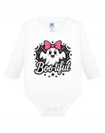 Body dla niemowląt - Body dziecięce białe nadruk z napisem BOO-tiful nadruk DUSZEK HALLOWEEN 3M - miniaturka - grafika 1