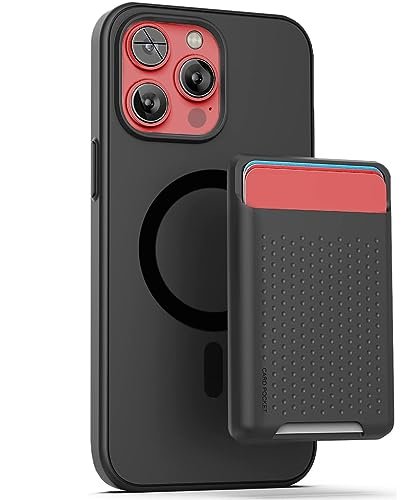 Encased MAG SlimShield etui zaprojektowane dla iPhone'a 15 Pro Max z uchwytem na karty, magnetyczne etui na telefon z portfelem (kompatybilne z MagSafe) czarne