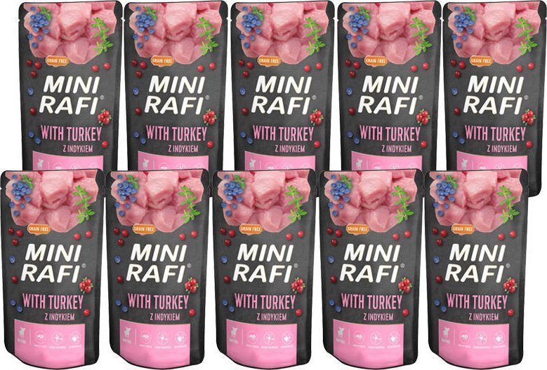 Mokra karma dla psa Mini Rafi z indykiem zestaw 10 x 150 g