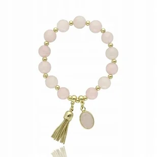 Bransoletka Z Kamieni Naturalnych Z Różowych Kwarców Ze Złotym Frędzlem - Bransoletki Bransoletka Z Kamieni Naturalnych Z Różowych Kwarców Ze Złotym Frędzlem - Bransoletki - miniaturka - grafika 1