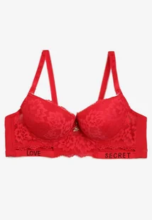 Czerwony Koronkowy Biustonosz Push-Up z Ozdobną Zawieszką i Cyrkoniami Verenia - Biustonosze - miniaturka - grafika 1