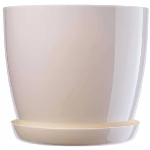 Doniczka Agen z podstawką 16 cm, kremowa - Donice - miniaturka - grafika 1