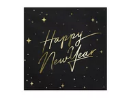 Folia, papier śniadaniowy, serwetki - Serwetki Happy New Year czarne 33x33cm 20szt - PartyDeco - miniaturka - grafika 1