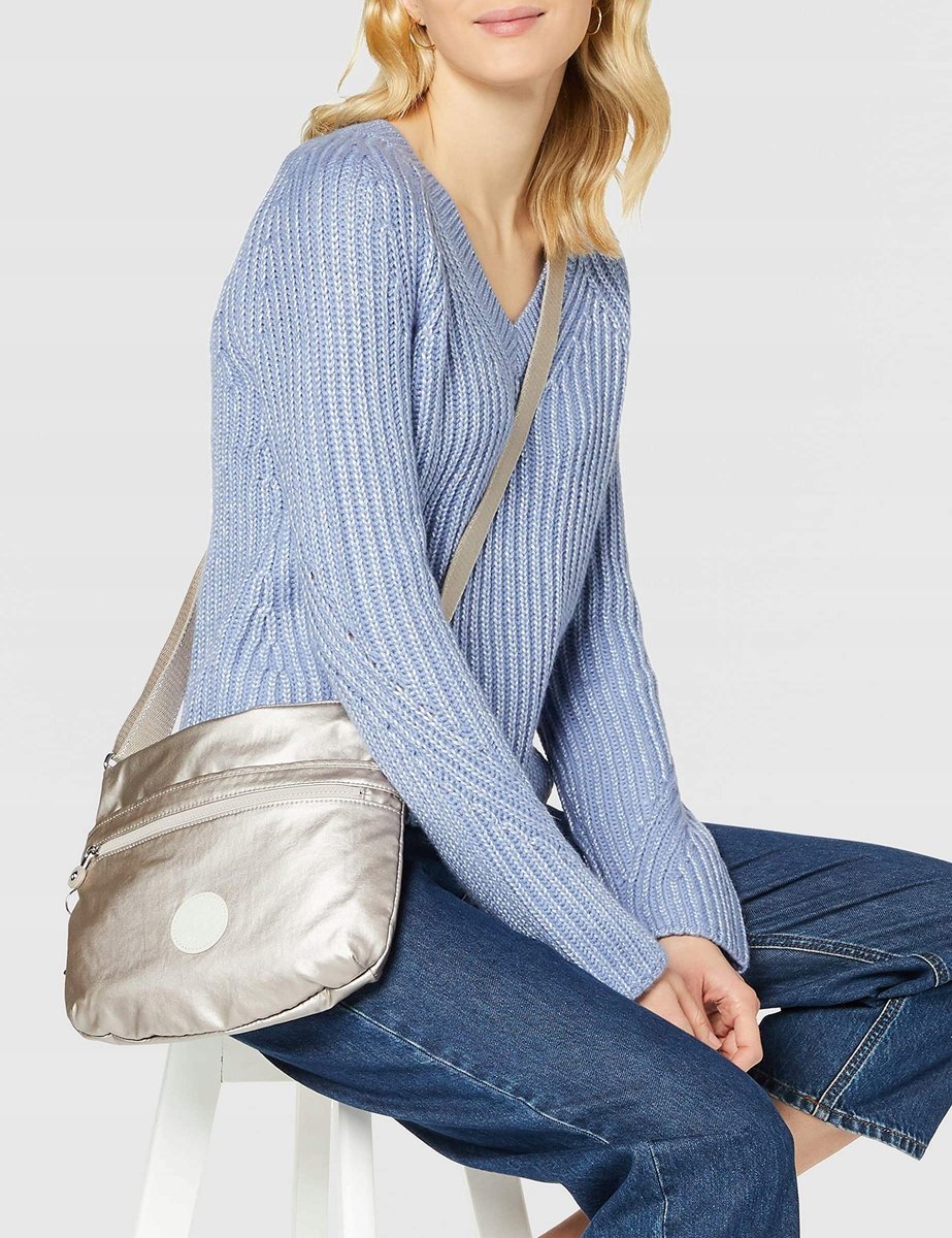 Kipling Damska Torba na Ramię Szara Metal Sportowa