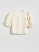 Bluzki dla dziewczynek - Reserved - Bluzka z cekinami - złamana biel - miniaturka - grafika 1