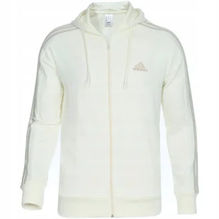 Bluza męska adidas Essentials French Terry 3-Stripes Full-Zip Hoodie ecru I - Bluzy męskie - miniaturka - grafika 1