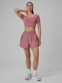 Spodenki damskie - 4F Spodenki treningowe szybkoschnące damskie - różowe XS - miniaturka - grafika 1