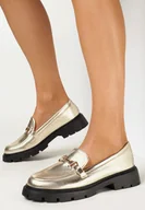 Mokasyny damskie - Złote Mokasyny z Klamerką Obarra - miniaturka - grafika 1