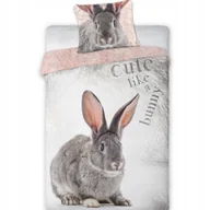 Pościel dla dzieci - Pościel 140x200 70x90 Królik Szary Realistyczny Nadruk Bawełna Na Zamek - miniaturka - grafika 1