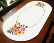 Pasmanteria - Haft krzyżykowy - Zestaw do haftu - Bieżnik owalny - Kolorowe kwiaty - miniaturka - grafika 1
