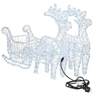 Ozdoby bożonarodzeniowe - Renifery Led świąteczne z saniami 150 cm świetlna dekoracja do ogrodu zimny biały - miniaturka - grafika 1
