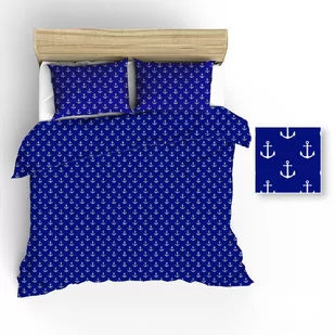 Pościel 140x200 R016 granatowa kotwice białe 22N - Pościel - miniaturka - grafika 1