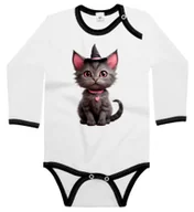 Body dla niemowląt - Body dziecięce Szaroróżowy Kot W Kapeluszu Pink Halloween 62/68 - miniaturka - grafika 1