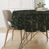 Obrusy i serwetki - Obrus okrągły WINTER wzór BN46 | Sosnowe gałęzie na ciemnozielonym tle średnica 140 cm - miniaturka - grafika 1