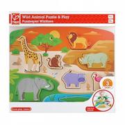 Układanki dla dzieci - Hape Dzikie zwierzęta, układanka i zabawa - miniaturka - grafika 1