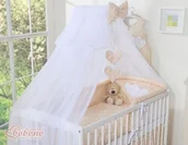 Moskitiery - Moskitiera z szyfonu- Serduszka białe grochy na beżowym - miniaturka - grafika 1