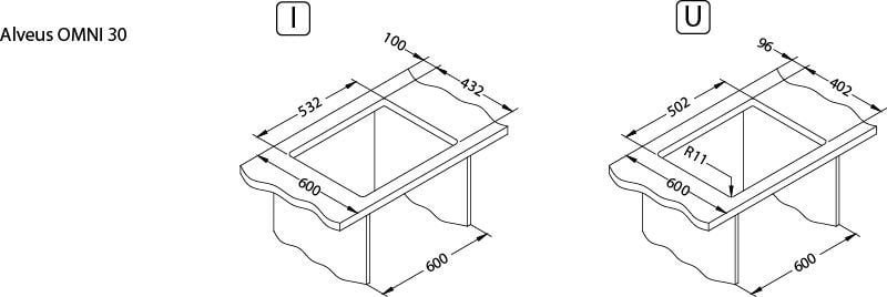Alveus Zlewozmywak OMNI 30 G81 beton 45x55 1 kom. z syfonem sat.