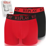 Majtki męskie - Replay Bokserki Męskie Majtki 2 sztuki Bawełna Czarne Kolor Logo Roz. XXL - miniaturka - grafika 1