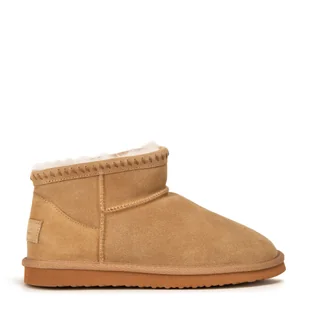 Damskie botki zamszowe z wełną brązowe - Półbuty męskie - miniaturka - grafika 1