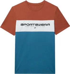 T-shirt męski 4FWSS24TTSHM1326 - brązowy S - Koszulki męskie - miniaturka - grafika 1