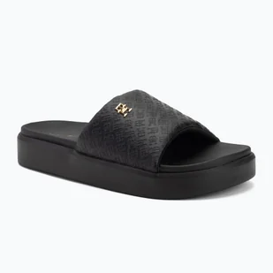 Klapki damskie Tommy Hilfiger Platform Monogram Poolslide black - Klapki i japonki damskie - miniaturka - grafika 1