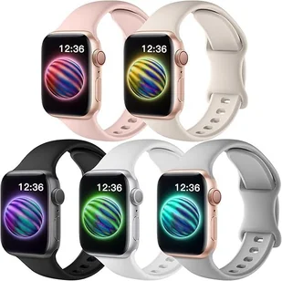5x PASEK DO ZEGARKA APPLE WATCH 1/2/3/4/5/6/7/8/9/SE 38/40/41mm MIX SILIKON - Akcesoria do smartwatchy - miniaturka - grafika 1