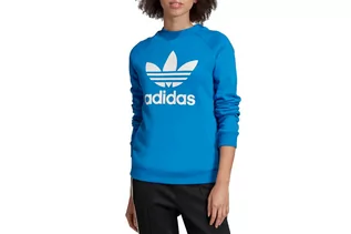 Bluzy damskie - adidas Trefoil Crewneck Sweatshirt  ED7582 damska bluza niebieski - grafika 1