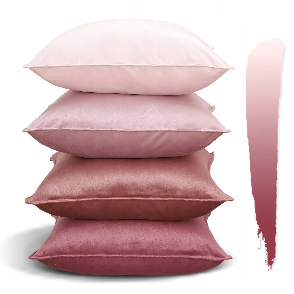 JOTOM Poszewki Welurowe 45x45cm Zestaw 4 Sztuk Różowe Dekoracyjne