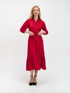 Sukienki - Czerwona sukienka midi - miniaturka - grafika 1