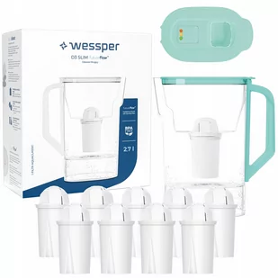 Dzbanek filtrujący do lodówki Wessper D3 Slim FutureFlow LED + 10x Filtr - Dzbanki filtrujące - miniaturka - grafika 1