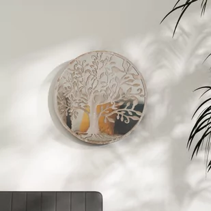 vidaXL Lustro do wnętrz, kolor piaskowy, 60x2,5 cm, okrągłe, żelazne - Lustra - miniaturka - grafika 1