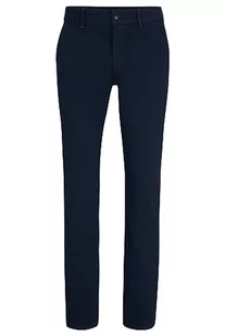 BOSS Męskie spodnie chinosy, slim fit, z elastycznej satyny bawełnianej, granatowy, 32W / 34L - Spodenki męskie - miniaturka - grafika 1