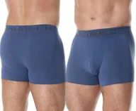 Majtki męskie - BOKSERKI BEZSZWOWE Brubeck BX1005M męskie DOPASOWANE SZORTY granat - XL - miniaturka - grafika 1