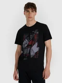 Koszulki męskie - 4F T-shirt regular z nadrukiem męski - czarny L - miniaturka - grafika 1