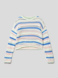 Bluzy dla dziewczynek - Sweter z dzianiny z haftem angielskim - grafika 1
