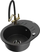 Zlewozmywaki z baterią - Mexen Kevin zlewozmywak granitowy 1-komorowy z baterią kuchenną Duo, czarny/srebrny metalik - 6517-73-671701-57-B - miniaturka - grafika 1