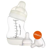 Butelki dla niemowląt - Canpol Babies, butelka antykolkowa S-Shape, szeroka, PP, 24/201, 200 ml + smoczek silikonowy do butelki S-Shape L, średni, 59/893, od 6 miesiąca, 2 sztuki gratis - miniaturka - grafika 1