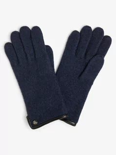Rękawiczki - ROECKL - Rękawiczki damskie z dodatkiem skóry, niebieski - grafika 1