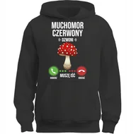 Bluzy męskie - BLUZA Z KAPTUREM MUCHOMOR CZERWONY DZWONI MUSZĘ IŚĆ SUPER PREZENT - miniaturka - grafika 1