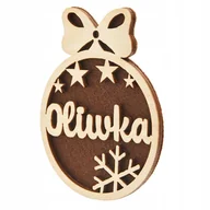 Bombki - Bombka Z Imieniem Drewniana Na Choinkę Brązowa - miniaturka - grafika 1