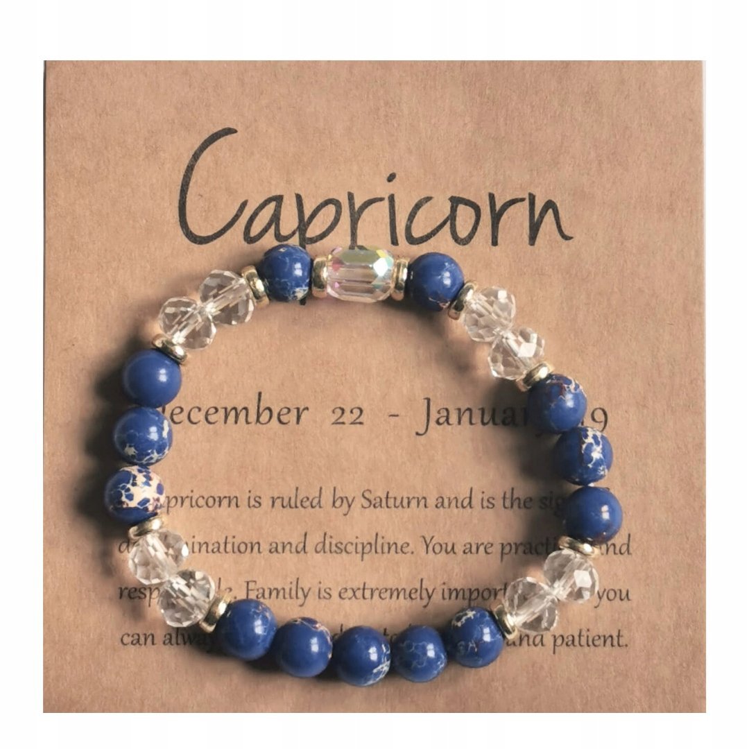 Bransoletka Zodiakalna Koziorożec Elastyczna Kamienie Kryształ