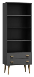 Regał drewniany Venuci 2 szuflady 89 cm szary - Regały - miniaturka - grafika 1