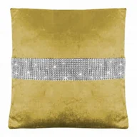 Poszewki na poduszki - Poszewka Welwetowa 40X40 Musztardowa Z Cyrkoniami - miniaturka - grafika 1