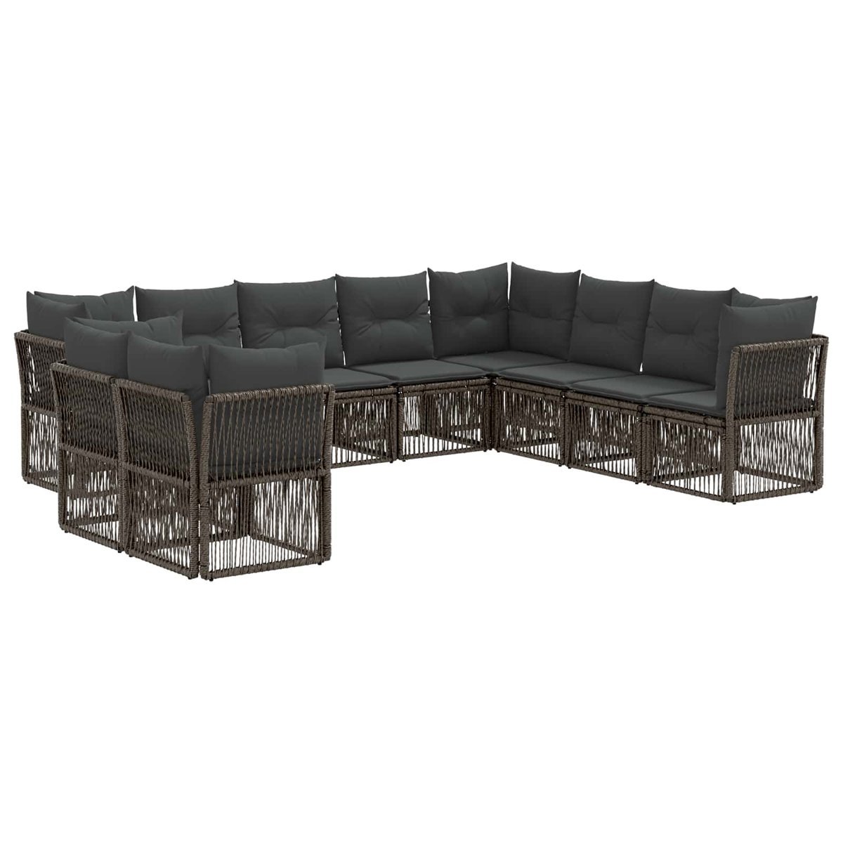 vidaXL Zestaw Sof na Ogród 10 pcs Szary polirattan